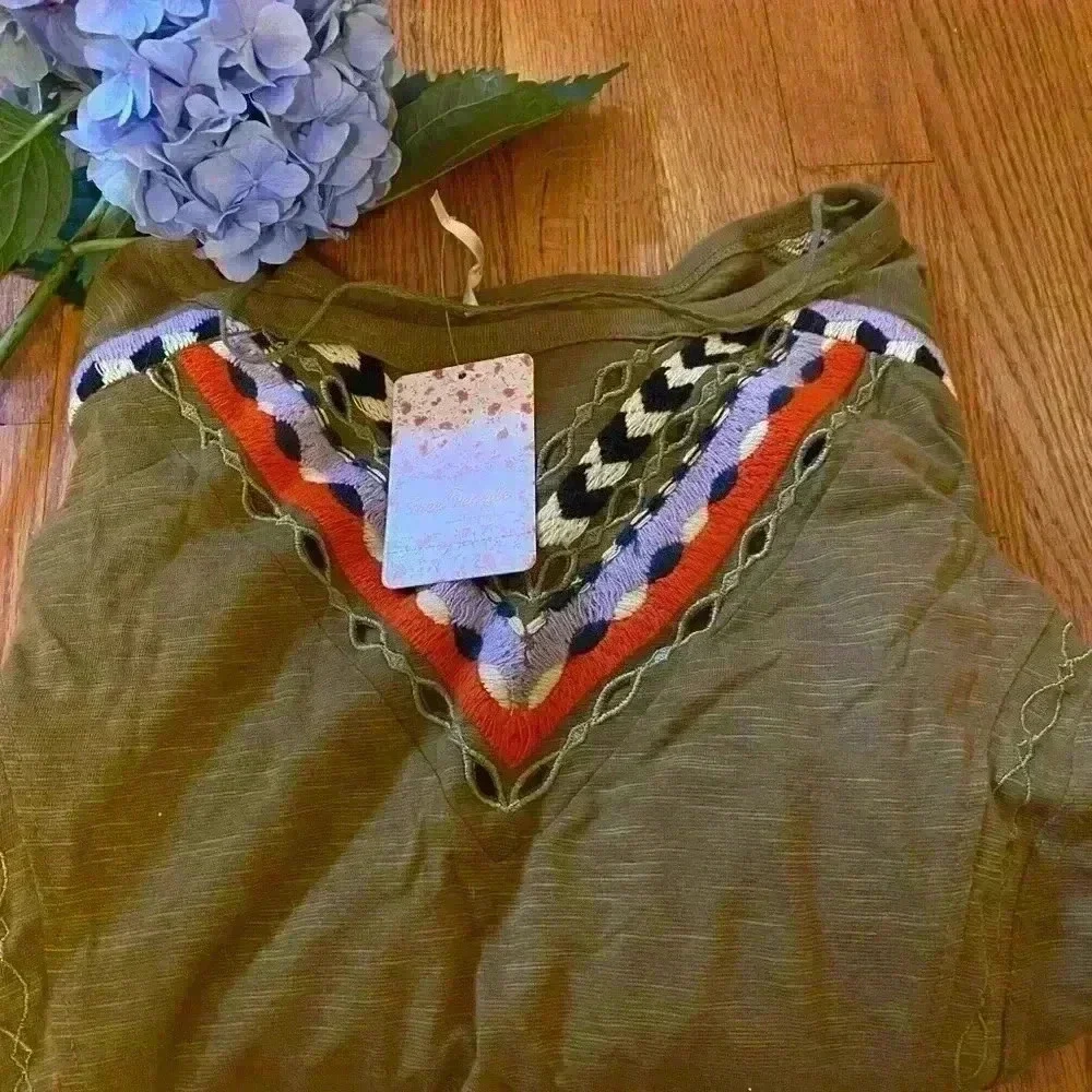NWT Free People Hand Me Down embroidered top women S
